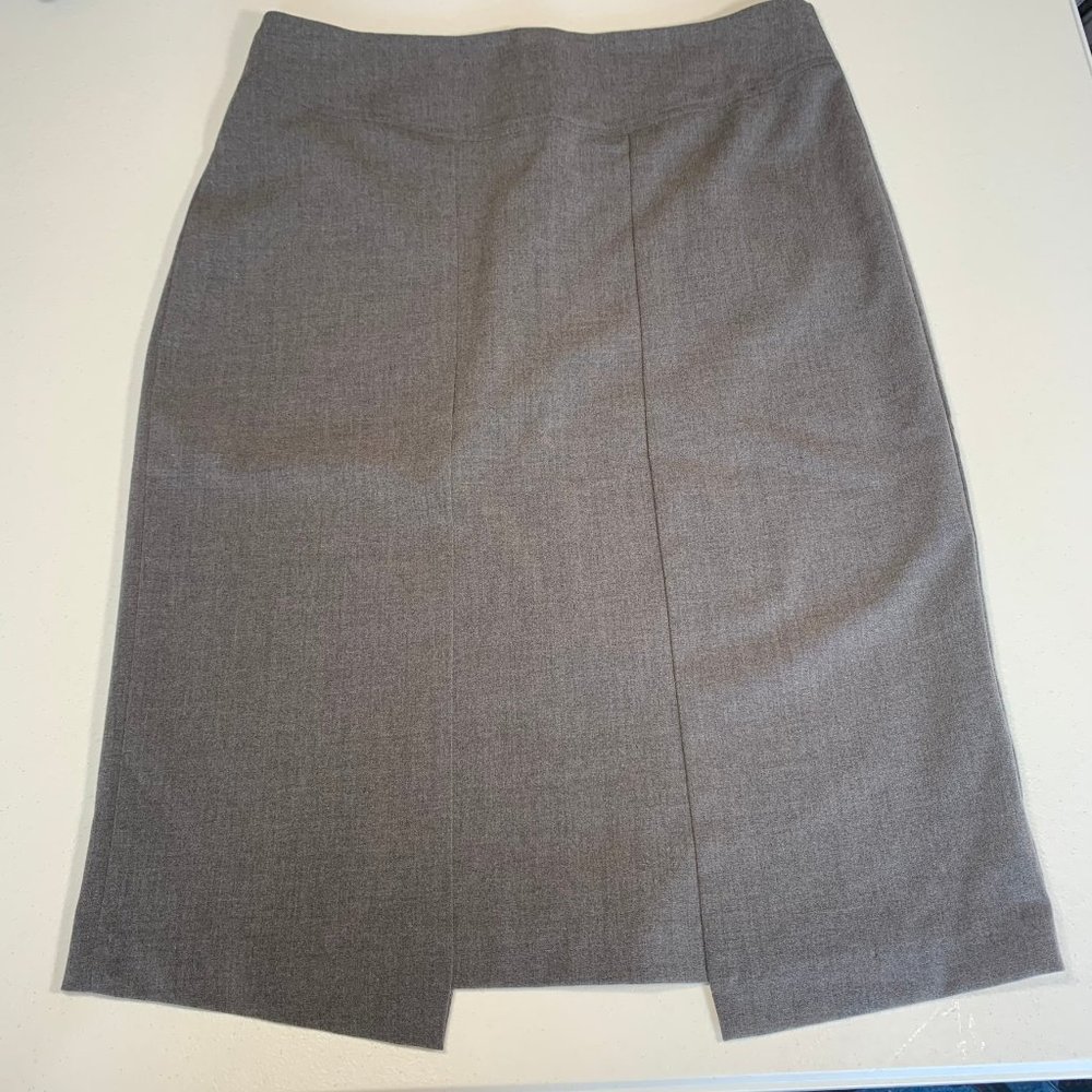 FINAL TOUCH SOLID A LINE SKIRT LARGE MIDI GRAY BACK‎ ZIPPER DETAILED FRONT